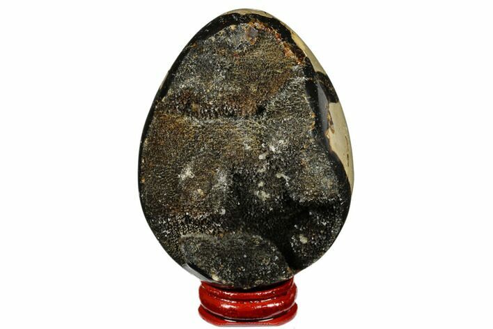 Septarian Dragon Egg Geode - Black Crystals #177387
